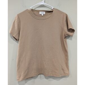 Bohme Short Sleeve Khaki Top Cotton Blend Size Large